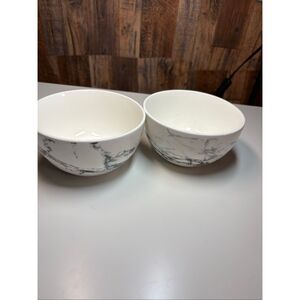 Royal Norfolk Marble Pattern Soup Cereal Bowls Set Of 2 White Gray